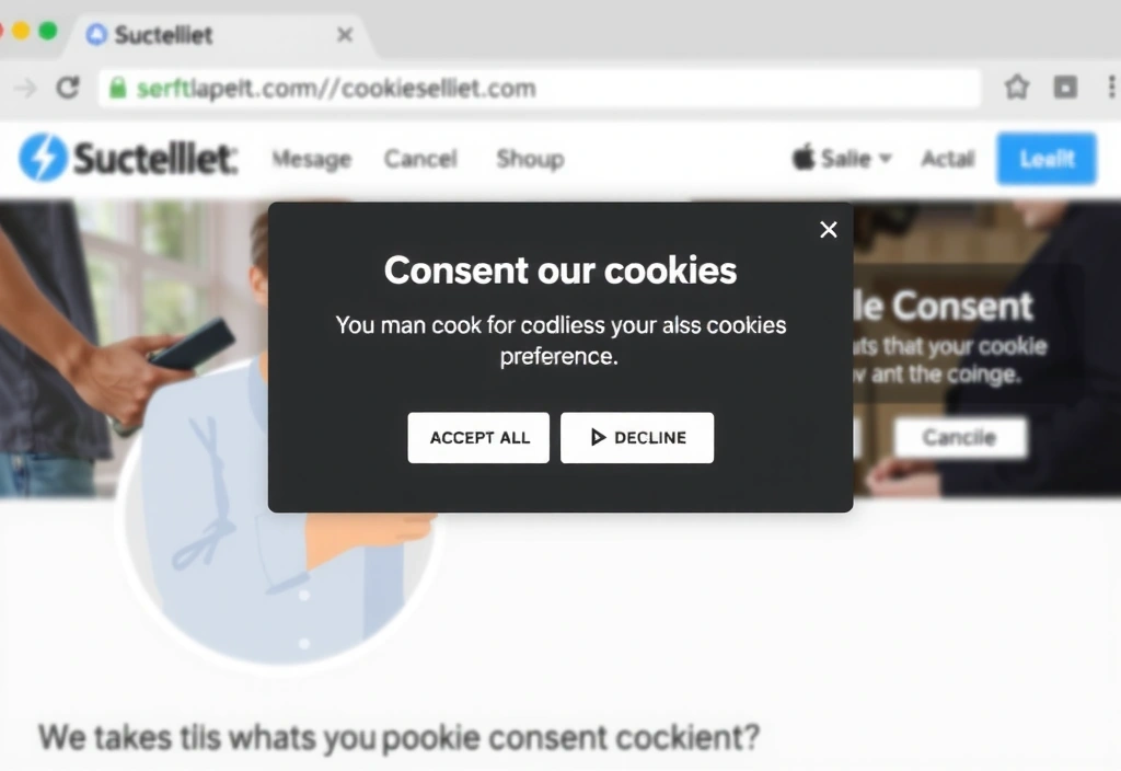 Ilustrație cu un ecran de consimțământ pentru cookie-uri
