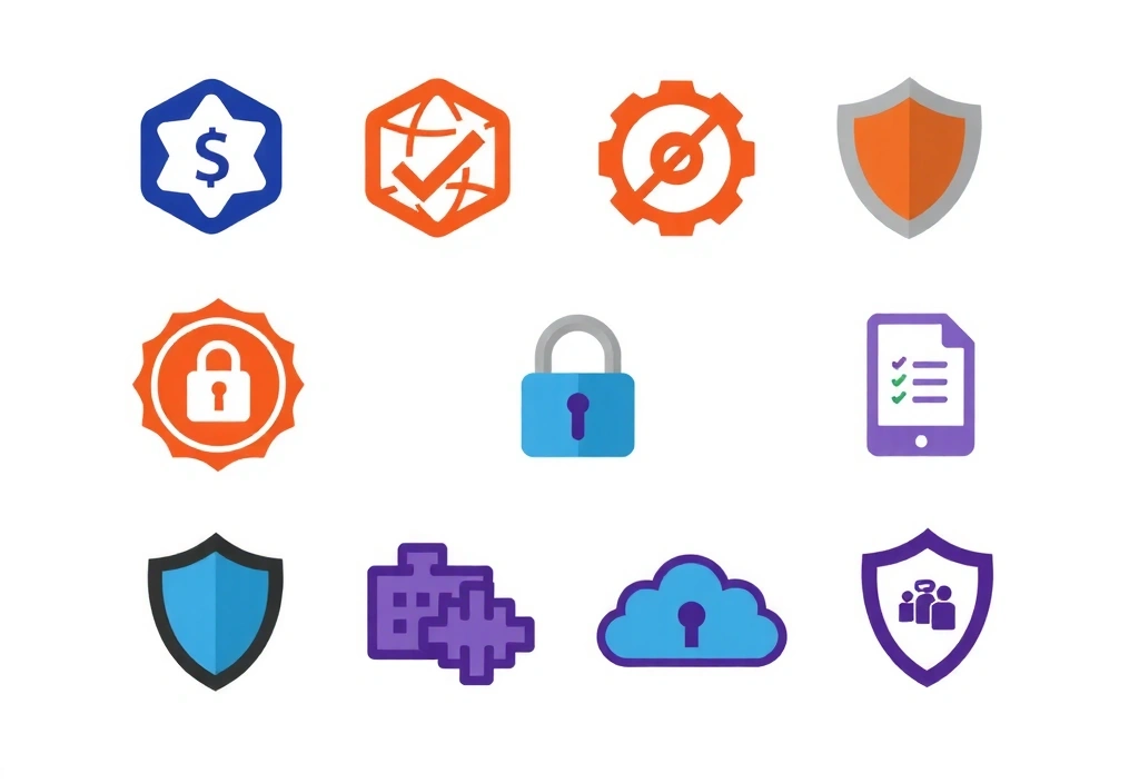 Iconițe de securitate cibernetică și date personale protejate